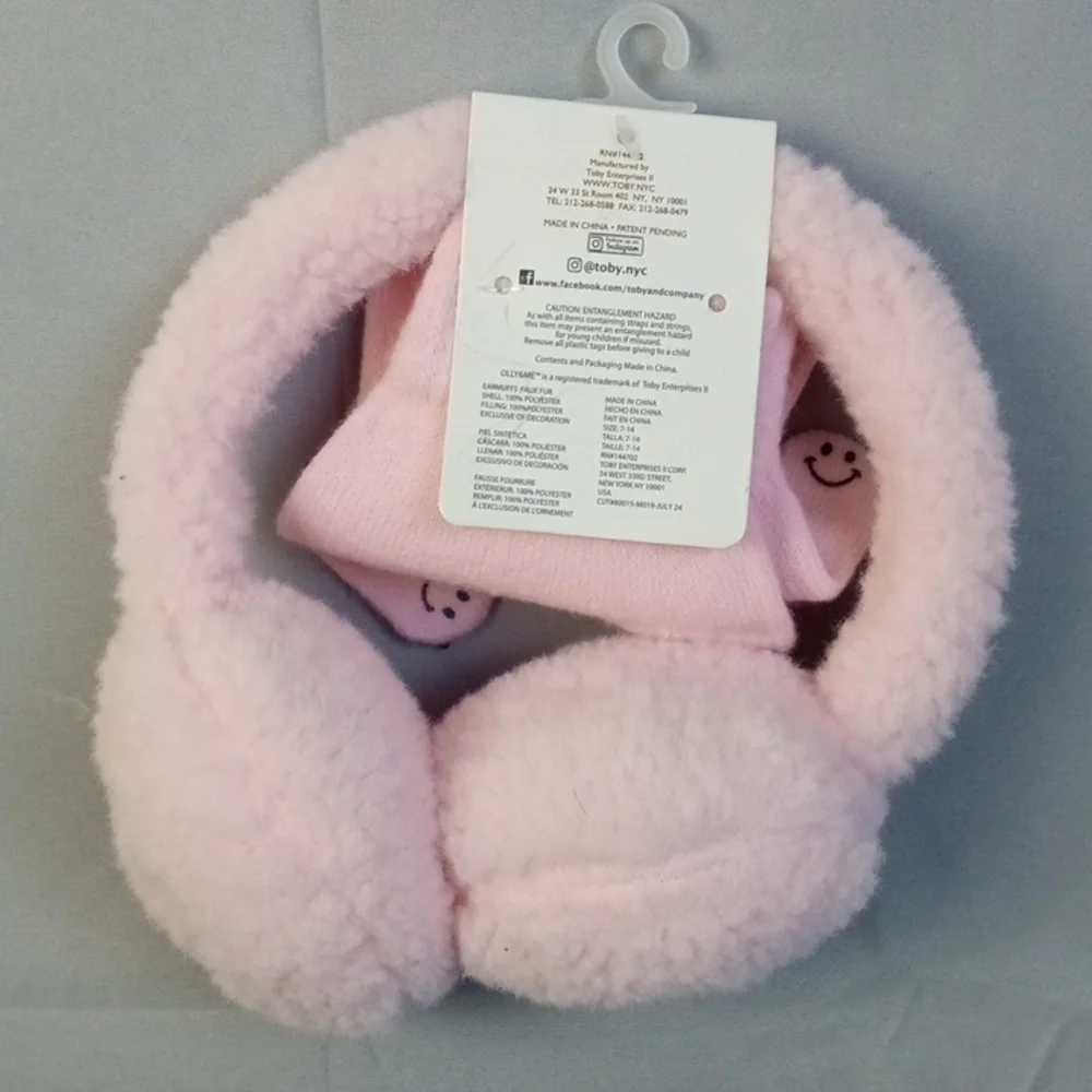 💩 Olly & Me Kids Pink Ear Muffs and Gloves Set